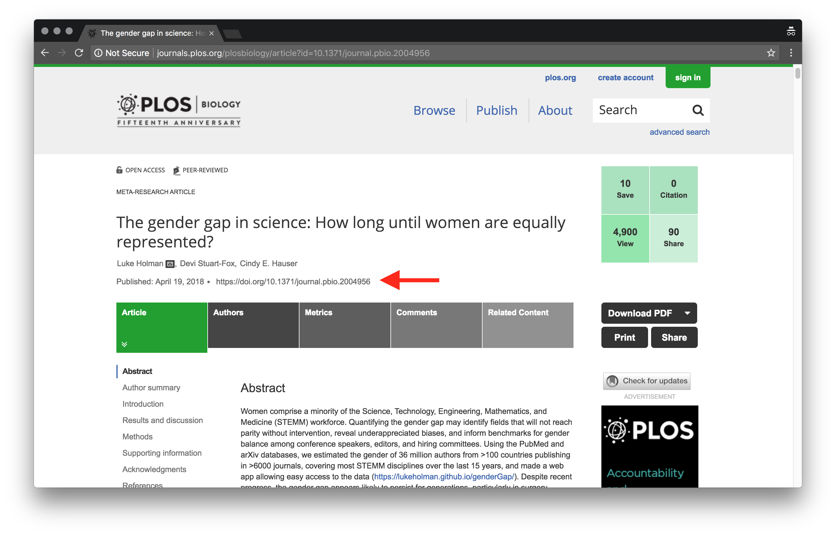 Article page on PLOS website.